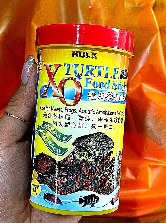 Turtle Food & Reptile Feed 110 G, HIGH Protein 34% Floating Stick Pellets Growth Fast Formula, Turtle Stick Feeding Frog Aquatic Amphibian & Cichlid Food Support Robust Turtle Shell, Tortoise Food