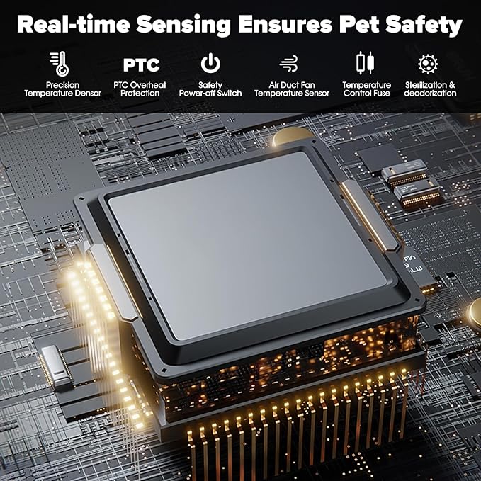 52L Automatic Pet Dryer Box with 5 Modes, Hands-Free Pet Grooming Dryer for Cats & Dogs, Adjustable Temperature & Wind Speed, Low Noise, Safety Features, Timer & Interior Light