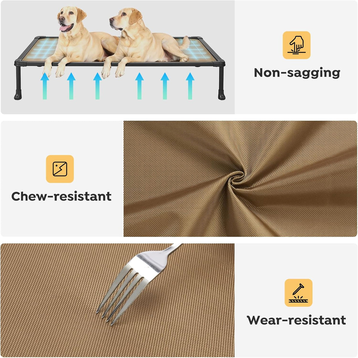 Veehoo Chew Proof Dog Cots - Large Dog Anti-Scratch Hammock Bed for Training, Off Ground, Cooling