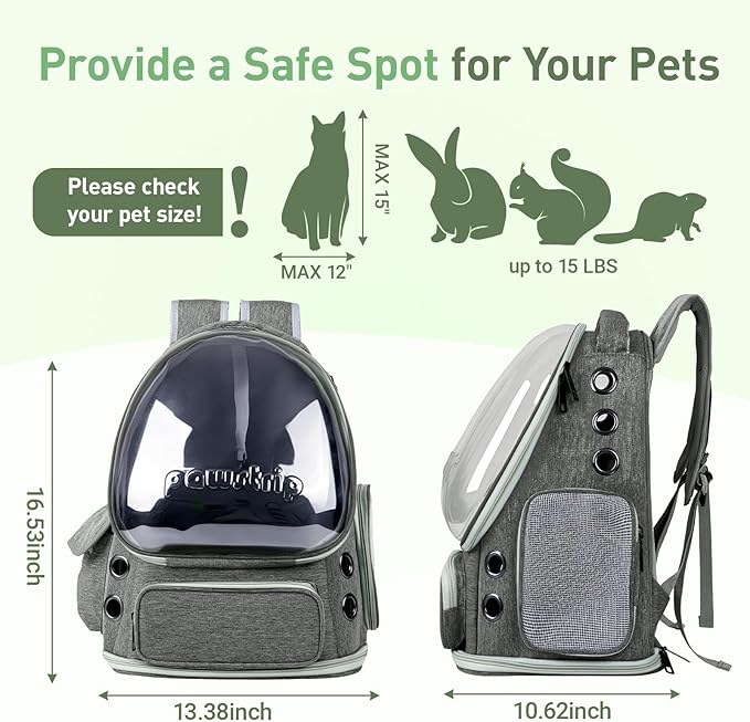 Cat Backpack Carrier with Bubble Window, Breathable & Foldable Pet Travel Carrier for Small Dogs and Cats, Airline-Approved for Hiking & Outdoor Use