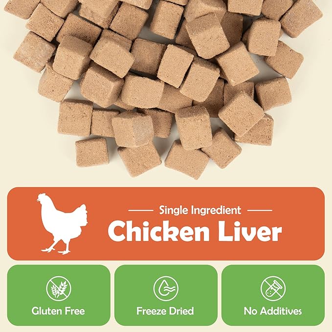 MON2SUN Freeze Dried Chicken Liver Cat and Dog Treats, Single Ingredient Natural and Healthy Dog Snacks, High Protein Training Treats & Food Topper, 6oz