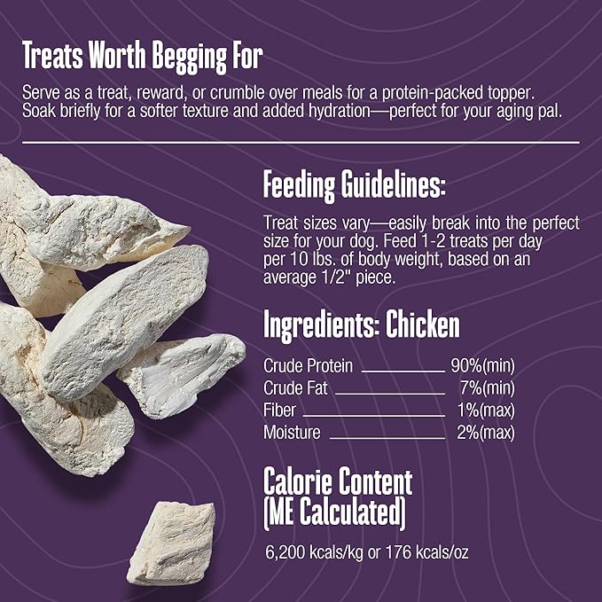 Whole Life Dog Just One Chicken Freeze Dried Dog Treats - Human Grade High Protein Food, Healthy Training Snacks, Freeze Dried Food Toppers, USA Made Natural Treats - 10 oz (Value Pack of 1)