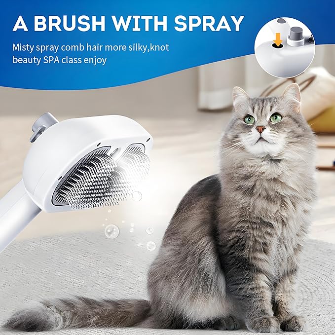 Pet Steam Brush for Dog & Cat – Spray Hair Removal Comb – Steam for Shedding & Grooming – Water Brush for Long & Short Haired Pets