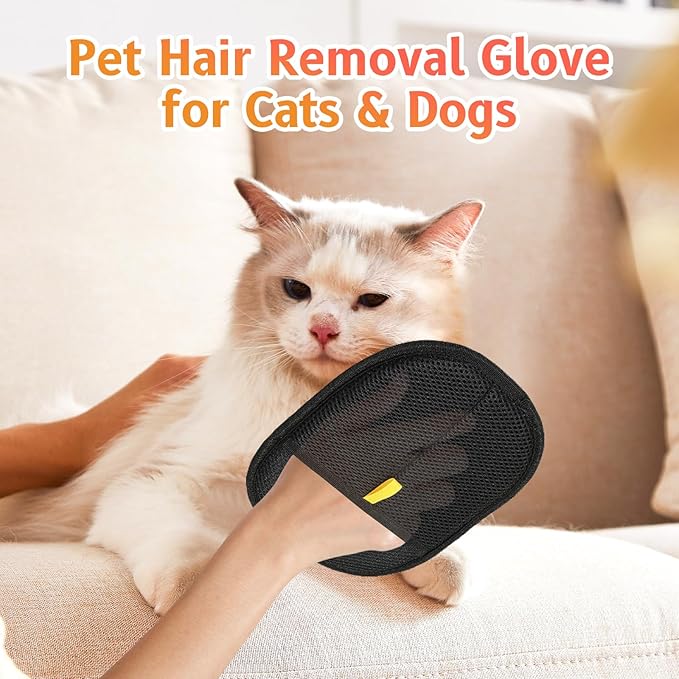Cat Grooming Gloves, Pet Hair Removal Glove for Cats & Dogs, 2025 New Upgrade Efficient Grooming Gloves for Pet Hair, Reusable Pet Hair Glove