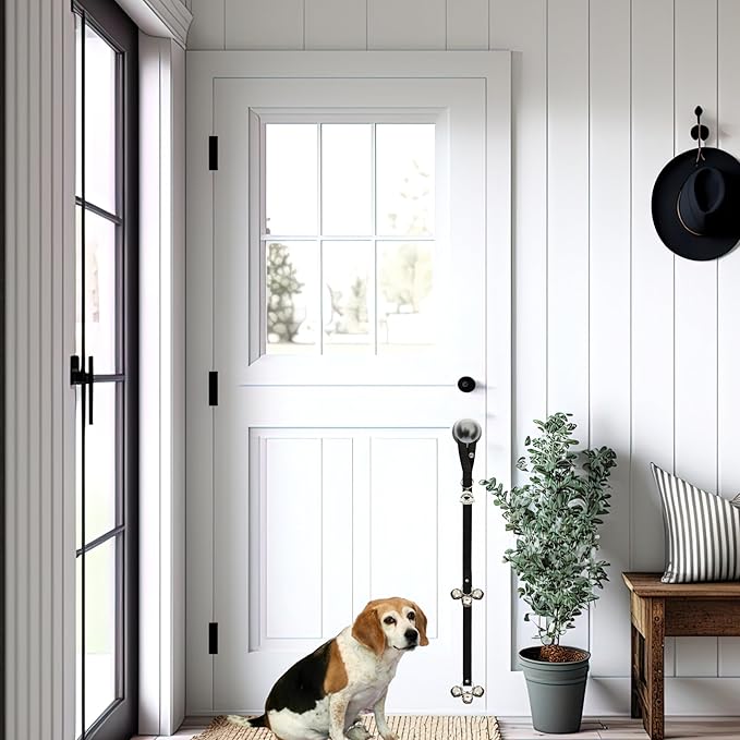 Caldwell's Pet Supply Co. Dog Potty Bells, Dog Door Bell, Bells To Go Outside, Potty Training Bell, Dogs Doorbell, Dogs Potty Doorbell, Ring To Go Pee, All Breed Puppy Training Tool - Black (Set of 2)