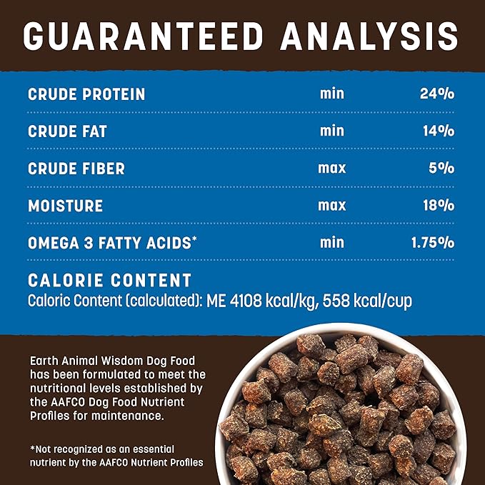 Earth Animal Wisdom Air Dried Dog Food - from The Air Recipe Premium Natural Dry Dog Food for All Breeds & Ages - 2 Lbs Bag