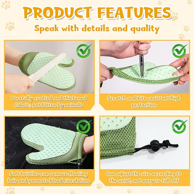 Pet Hair Removal Glove,2025 New All-in-One Grooming Mist Pet Hair Remover Gloves, Pet Hair Remover Glove for Cats & Dogs,Double-Sided Reusable Gloves for Couch, Clothing,Carpet (Pink)