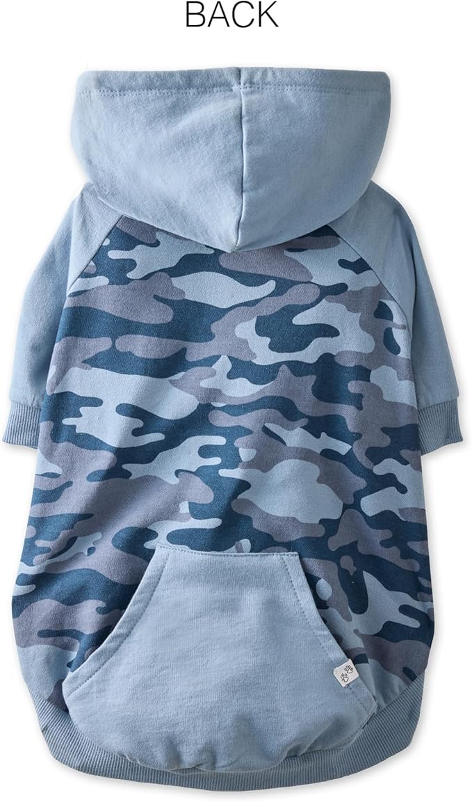 Rocky – The Orginal Lightweight Hooded TEE 100% Organic Cotton Dog Hoodie Pet Coat Sweater for Small, Medium, Large Dogs, Navy Half Camo, X-Small