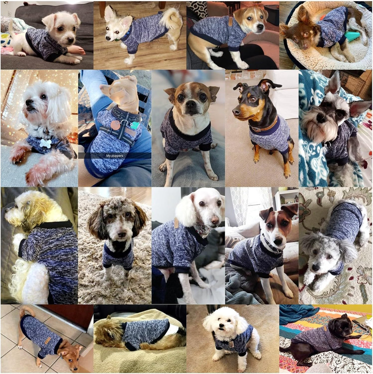 Jecikelon Dog Clothes Dogs Sweater Soft Puppies Clothing Winter Puppy Sweaters Warm Outfit for Dogs Small XXS XS Cat Apparel (Navy Blue, L)