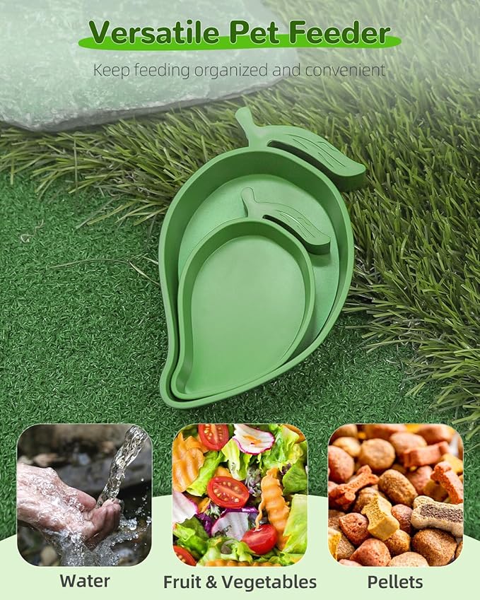 Pawfly 2 Pcs Reptile Water Bowl, Tortoise Water Dish, Food & Water Feeder, Cute Mango Feeding Dish, Tortoise Habitat Accessories for Turtle, Gecko, Bearded Dragon & Lizard, 2 Sizes
