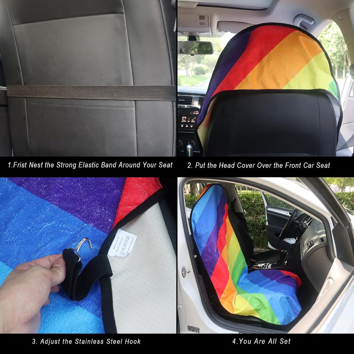 Car Seat Cover Protector Front Seats,for Gym Workout,Running,Swimming,Beach and Hiking,Waterproof Sweat Towel Bucket Seat Covers for Cars SUV Trucks (Rainbow, 2Pcs)