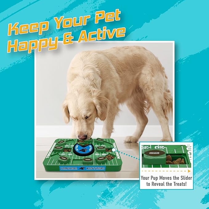 Pets First NFL Carolina Panthers Large Puzzle Toy, Interactive Treat Dispenser, Slow Feeding Toy for Dogs