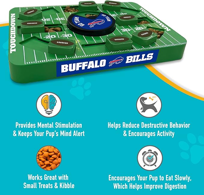 Pets First NFL Buffalo Bills Large Puzzle Toy, Dog Puzzle Treat Toy, New Large Size, Interactive Dog Treat Toy, Dog Slow Feeding Toy