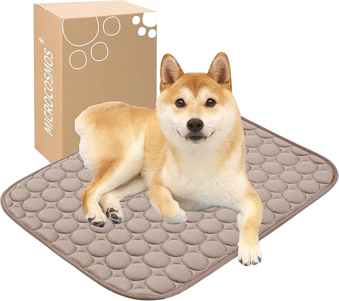 MICROCOSMOS Summer Cooling Mat & Sleeping Pad- Water Absorption Top, Materials Safe, Easy Carry, EZ Clean. Keep Cooling for Pets, Kids and Adults.(Brown, 24" x18")