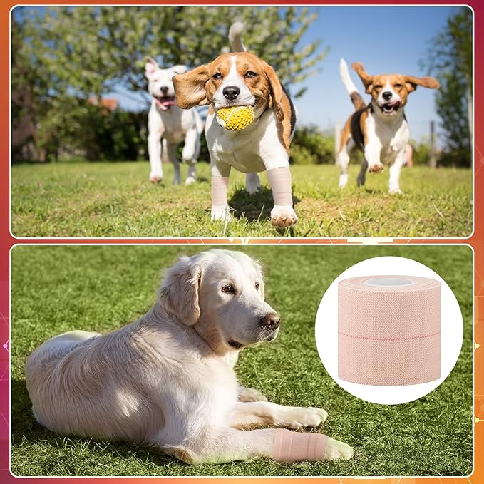 Nuanchu 16 Rolls Elastic Adhesive Bandage Tape Self Adherent Cohesive Flexible Stretch Elastic Athletic Tape for Sports Ankle Knee and Wrist, Vet Wrap for Horses Pets Cats Dogs(2 Inch x 5 Yard)