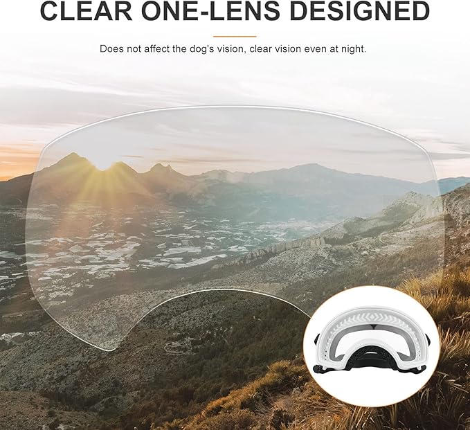 NAMSAN Clear Dog Goggles for Large Dogs, Wide Eyecup & Soft Frame, Anti-UV Sunglasses for Dogs Medium to Large Breed, Driving Dog Eye Protection, Windproof Dustproof, Adjustable, White Frame