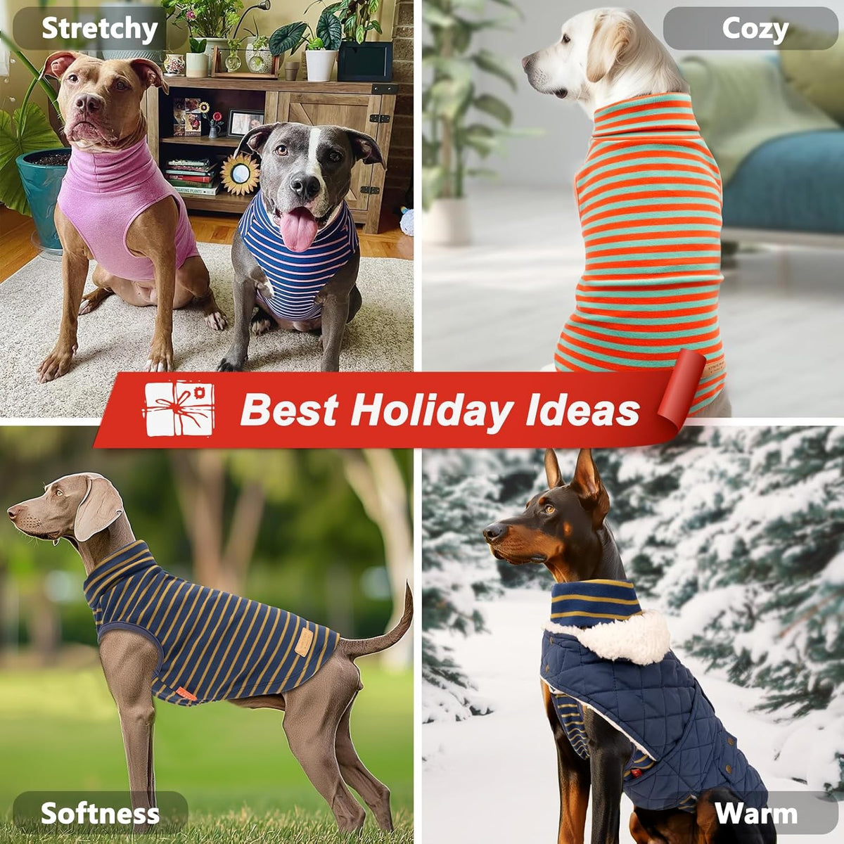 KYEESE 2Pack Dog Sweater Stretchy Large Pets Sweater Pullover Pet Sweatshirt Soft Dog Sweaters for Medium Dogs Boy Warm Pets Coats Turtleneck Dogs Clothes