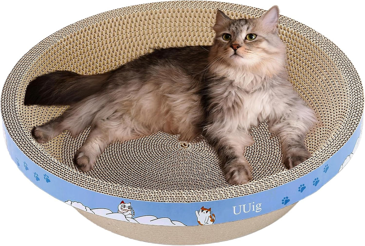 Cat Scratcher, 17.7x17.7 inches Cardboard Cat Scratchers for Indoor Cats, Large Cat Scratching Board, Round Bowl Cat Scratch Pad Bed with Catnip