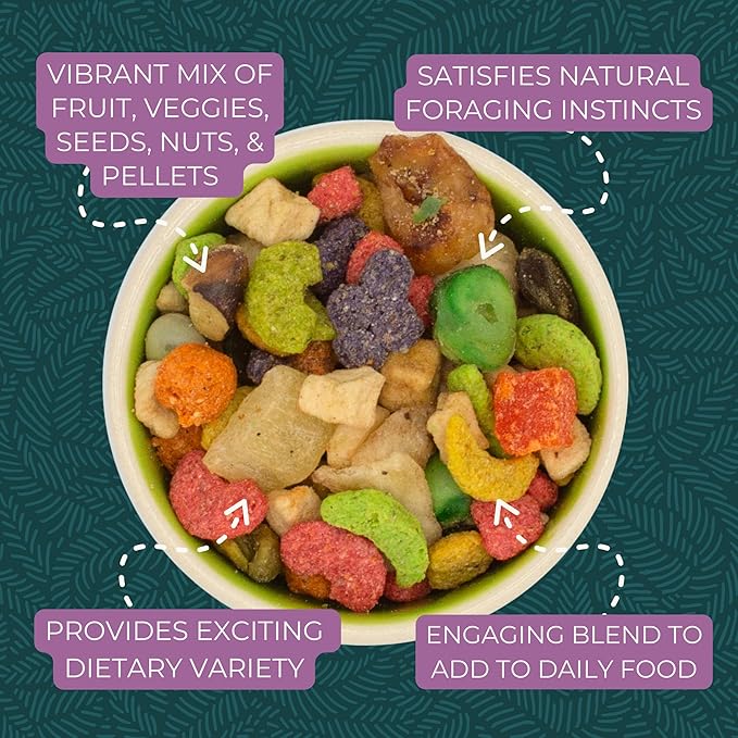 ZuPreem Pure Fun Bird Food, Cockatiel, Lovebird, Quaker, Small Conure, Lorikeet, Seed and Pellet Blend for Medium Birds, Food Mixer Topper, Enriching Variety, Made in USA (M, 2 lbs)