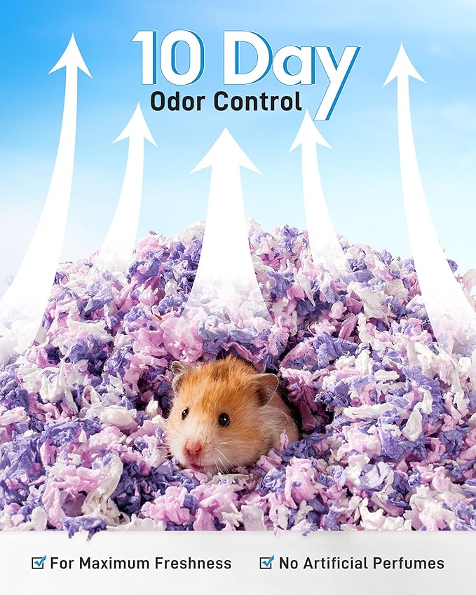 BUCATSTATE Hamster Bedding 15L, 99% Dust-Free Guinea Pig Paper Bedding Odor Control Paper Bedding, Cozy Small Animal Bedding for Rabbit Rat Syrian Dwarf Hamsters Gerbils (Lavender)