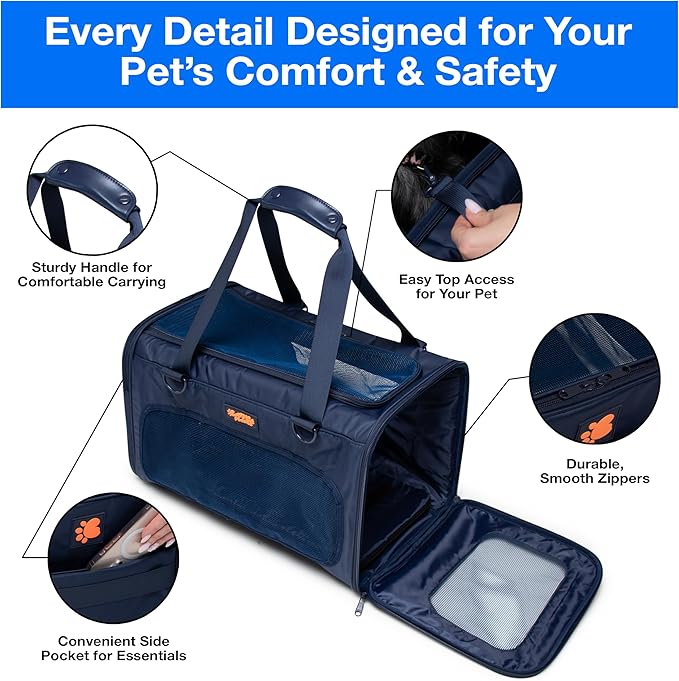 Dog Sling Carrier for Small Dogs – Pet Shoulder Bag with Safety Strap, Breathable Dog Pouch Carrier for Puppies and Cats – Soft Hands-Free Dog Carrier for Travel, Hiking, Shopping