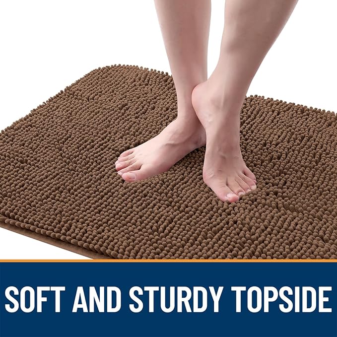 OLANLY Dog Door Mat for Muddy Paws 24x16, Absorbs Moisture and Dirt, Absorbent Non-Slip Washable Doormat, Quick Dry Chenille Mud Mat for Dogs, Entry Indoor Entryway Carpet for Inside Floor, Mocha