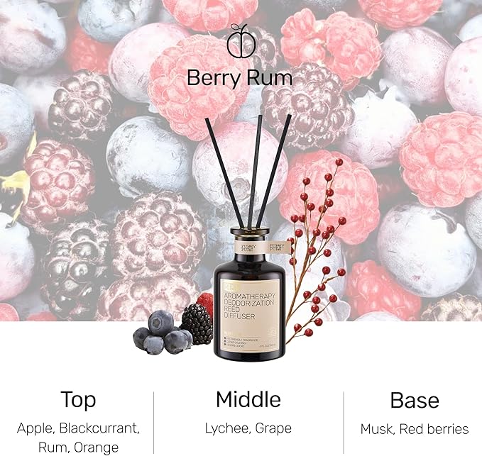 Reed Diffuser for Pet Odor Elimination, Berry Rum, Non-Toxic & Pet-Friendly Air Freshening, 6 Oz