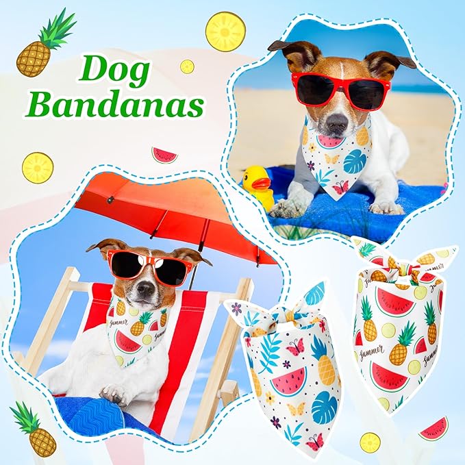Weewooday 50 Pcs Fruit Dog Bandanas Bulk for Dogs Soft Bibs Adjustable Triangle pet Bandana for Small Medium Large Costume(Fruits Pattern, 31.5 x 21.7 x21.7 Inch)