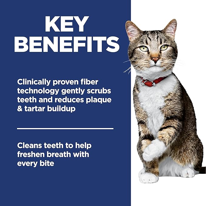 Hill's Science Diet Oral Care, Adult 1-6, Plaque & Tartar Buildup Support, Dry Cat Food, Chicken Recipe, 3.5 lb Bag