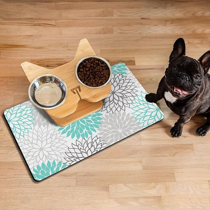 Pet Feeding Mat for Floors Waterproof Dog Mat for Food and Water Absorbent Quick Dry Non Slip mat for Cat Bowls