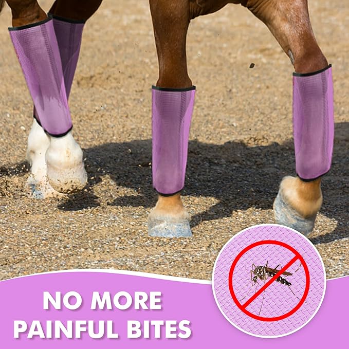 4 Sets Fly Boots Loose Fitting & Non-Slip Horse Fly Leggings No More Horsefly Nuisance Greatly Reduce Stomping Breathable with Natural Air Flow