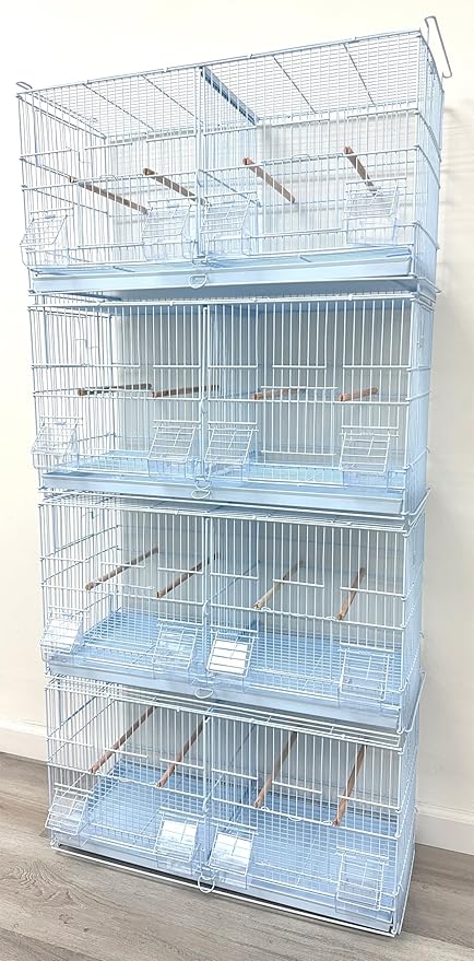 Lot of 4 Stackable Breeder Bird Flight Cage Side Breeding Nest Door with Removable Center Divider Side Breeding Nesting Box Door with Removable Rolling Stand