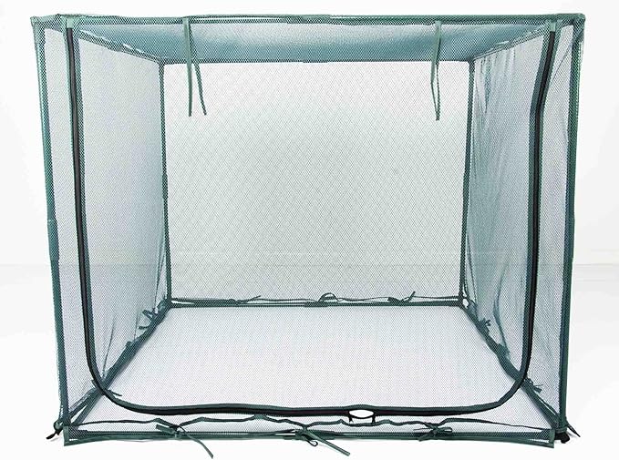 Square 4'x4' Netting Cover 3.3FT Tall Crop Cage Pest Guard Cover for Vegetables Fruits Durable Plant Garden Net with 4 Stakes