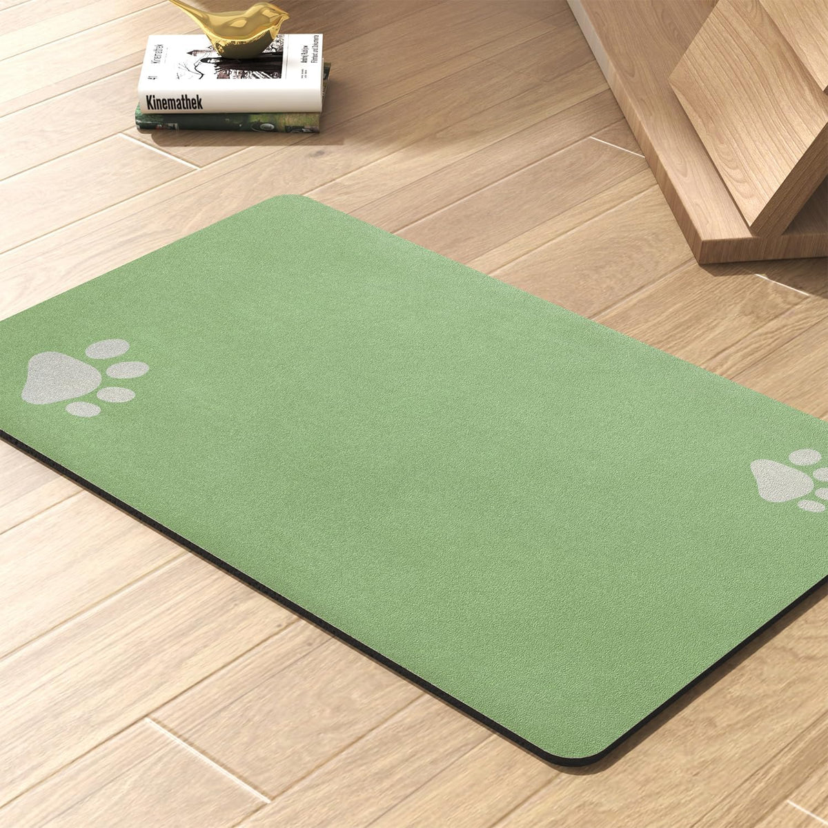 Pet Feeding Mat-Absorbent Dog Mat for Food and Water Bowl-No Stains Quick Dry Dog Water Dispenser Mat（Green,12"x19"
