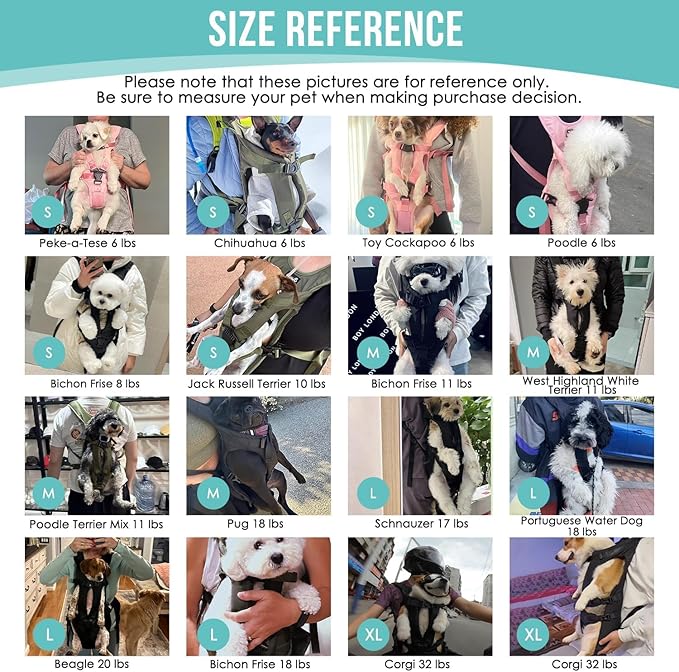 Lukovee Dog Backpack Carrier, Legs Out Easy-fit Dog Front Carrier for Small Medium Dogs, Adjustable Hands Free Dog Chest Carrier for Hiking Cycling (B,Medium)