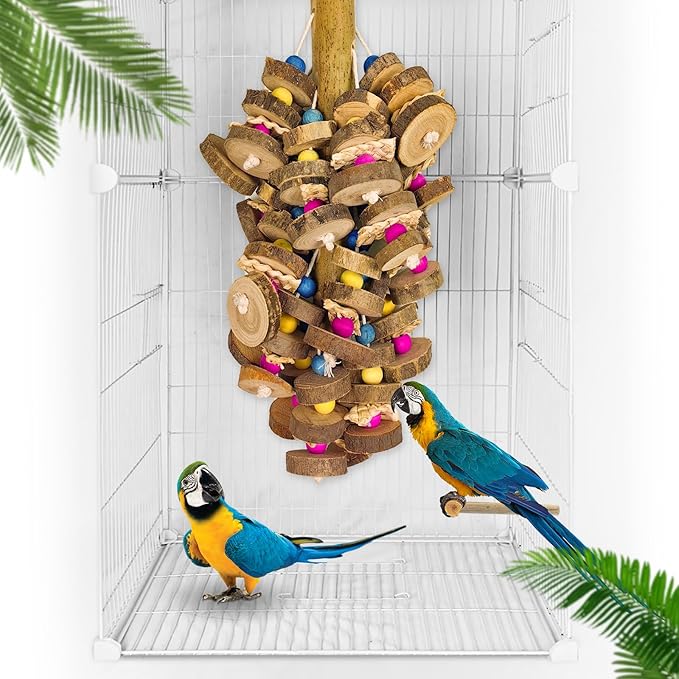 Extra Large Bird Parrot Toys- 19.7 inch Multicolored Natural Wooden Block Parrot Chewing Toy Suggested for Macaws cokatoos, African Grey and a Variety of Amazon Parrots. (Large Size)
