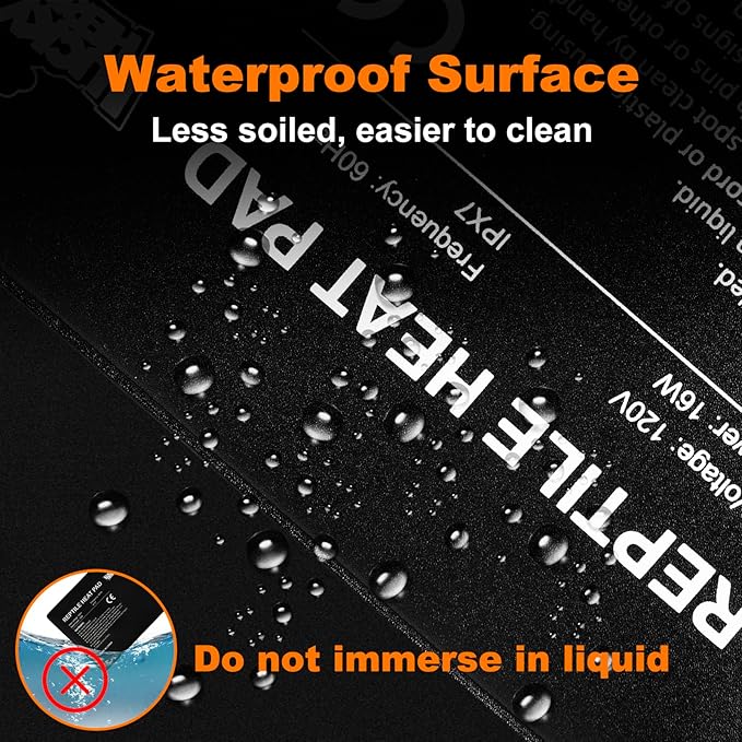 LUCKY HERP Reptile Heat Pad 8x12 Inch 16W Under Tank Terrarium Heating Mat, Reptile Heat Mat, Reptile Heating Pad for Turtle, Lizard, Hermit Crab, Frog, Snake