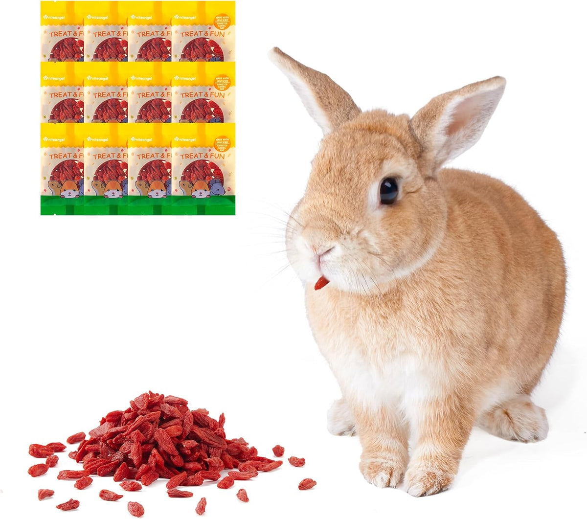 Niteangel Goji Berries Rabbits Snack Treats: 12pcs Natural Chew Toys for Bunny Chinchilla Guinea Pigs and Other Small Animals