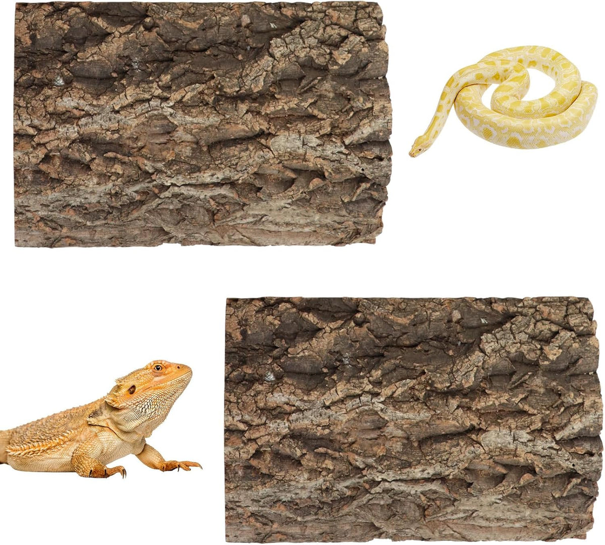 2 Pack Cork Bark Background for Reptiles Tank & Terrarium, 11.8 × 7.9 Inch Reptile & Amphibian Climbing Wall, Aquarium Decor Accessories for Turtle Bearded Dragon Chameleon Snake Lizard Hermit Crab