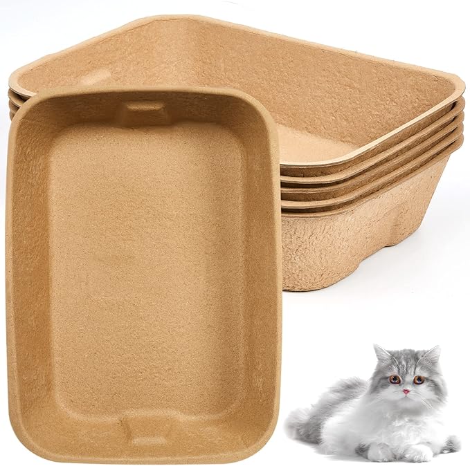 Tessco 15 Pack Small Disposable Litter Box Kitten Disposable Cat Litter Tray 16.1 x 11.2 x 3.7 Inch Paper Box for Indoor Outdoor Small Animals Cat, Hamster, Guinea Pig, Mice, Bunny and More