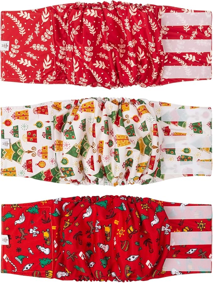 CuteBone Christmas Reusable Male Dog Wraps XL DM17XL
