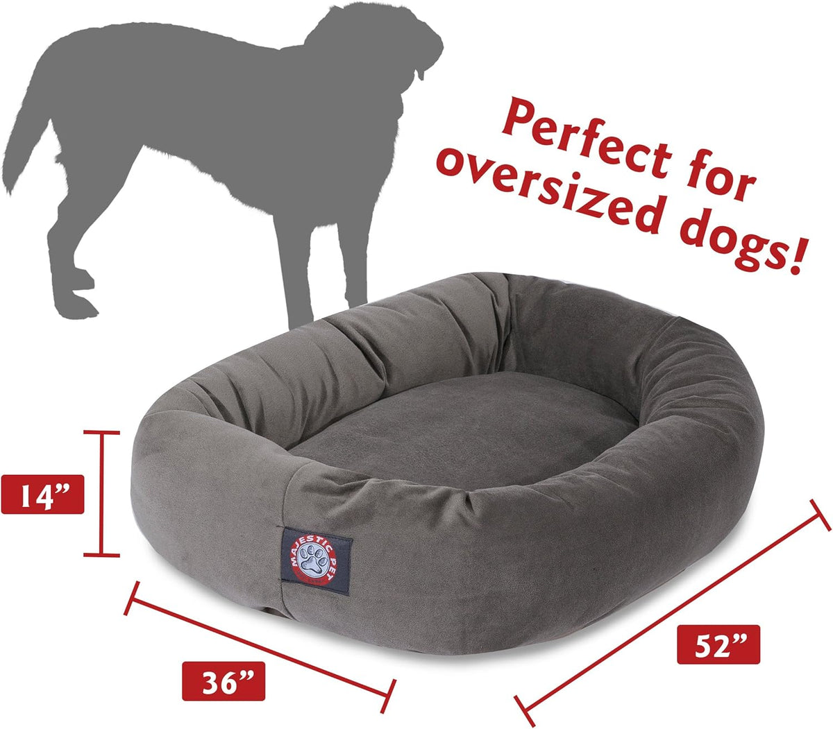 Majestic Pet Villa 40 Inch Shredded Memory Foam Dog Bed for Large Sized Dogs 40x29x9 Inch–Orthopedic Dog Bed with Removable Washable Cover-Washable Large Pet Bed with Head Support-Fern