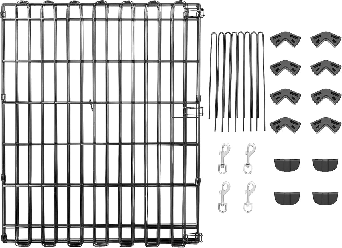Amazon Basics Foldable Octagonal Metal Exercise Dog Playpen - Indoor/Ou, , Blacktdoor, No Door, Small (8 Panels, 24 x 30), Easy to assemble, store, and customize, 30" - Small, Black