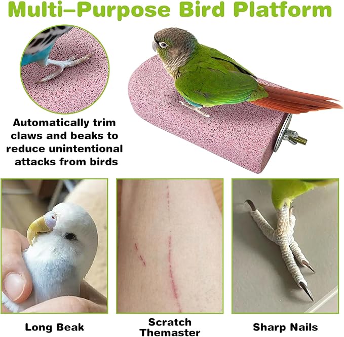 PINVNBY 3 PCS Bird Perches Calcium Parrot Perch Stand Bird Beak Grinding Stone Foot Claws Trimmer Multiple Colors Parakeets Chewing Toys Bird Cage Accessories for Budgie Cockatiel Conure Lovebird
