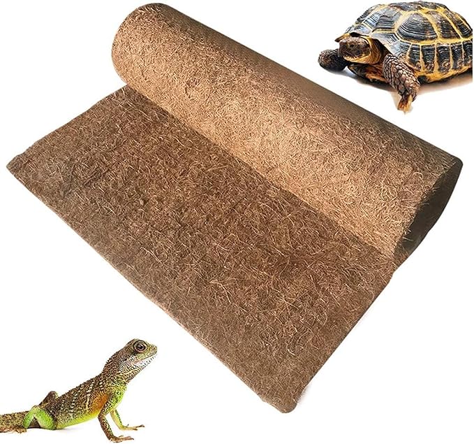 Hamiledyi 35.4×15.7" Reptile Carpet Coconut Fiber Substrate Large Lizard Cage Mat Coco Fiber Liner Snake Bedding Natual Coconut Fiber Carpet for Bearded Dragon Turtles Iguana Tortoises