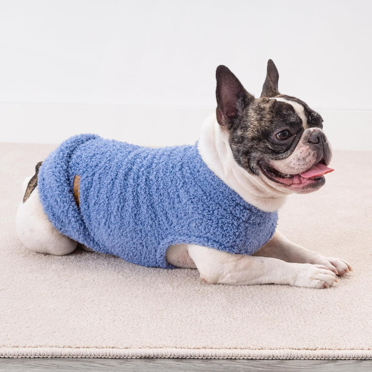 Fitwarm 2 Pack Striped Fleece Dog Sweater, Warm Winter Clothes for Small Dogs Boy Girl, Fuzzy Pet Outfit, Sky Blue, Olive Green, XL