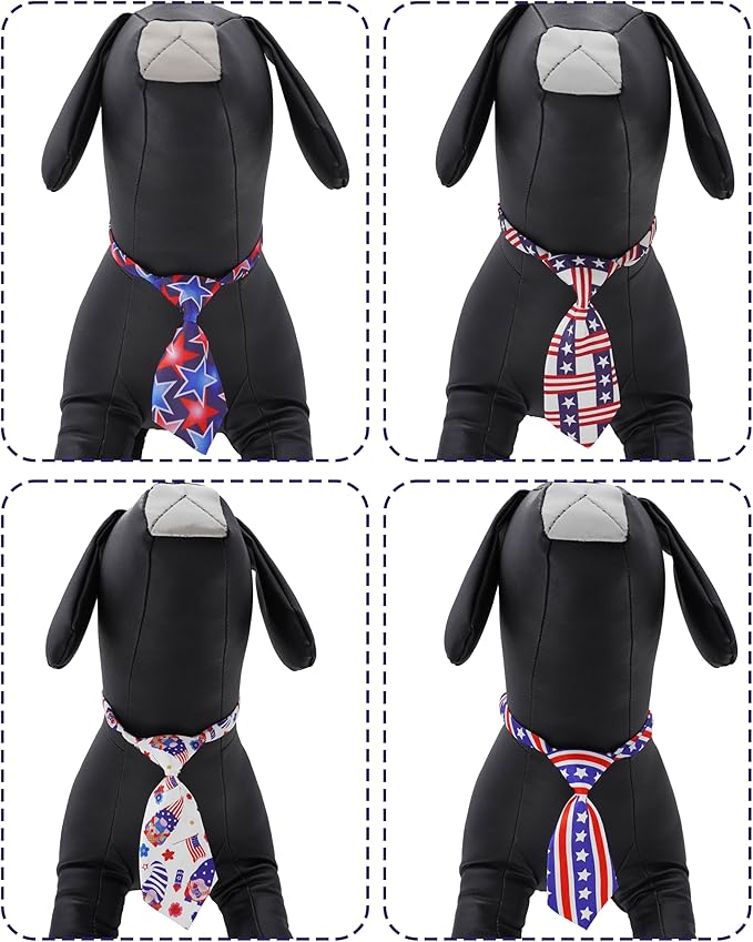 PET SHOW 10 Pack 4th of July Big Dog Ties Neckties for Large Breed Dogs XL Adjustable Holiday Grooming Accessories Patriotic Neck Ties Bowties Girl Boy Pets Memorial Day Holiday Party Costumes