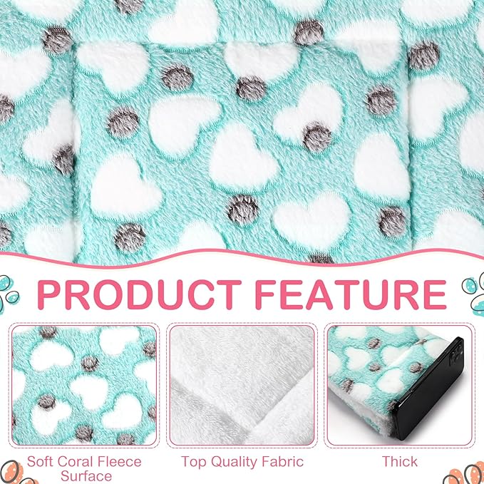 Haull 4 Pcs Waterproof Guinea Pig Bedding Winter Guinea Pig Bed Plush Cage Liners Soft Dog Cat Mat Reversible Winter Cozy Animal Pee Pad Hamster Bed Mat for Bunny(Heart,13 x 10 Inch)