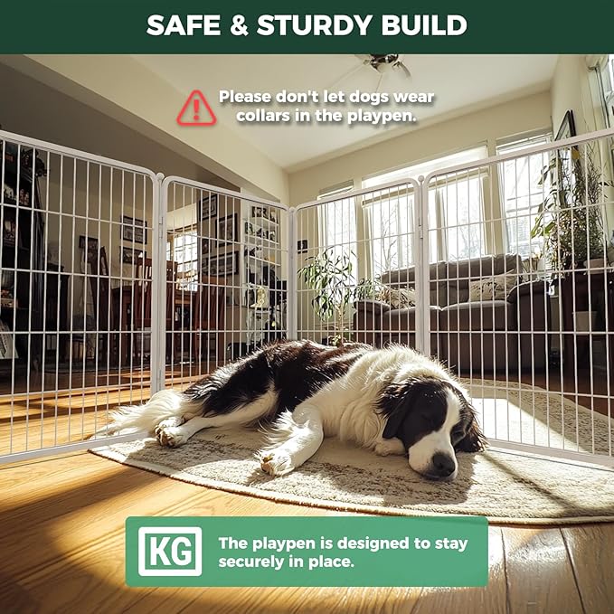 FXW Homeplus Unleashed Indoor Dog Playpen - Stress-Free and Safe Play, Heavy Duty 40 Inch 16 Panels Dog Pen for Medium and Large Dogs, White│Patented