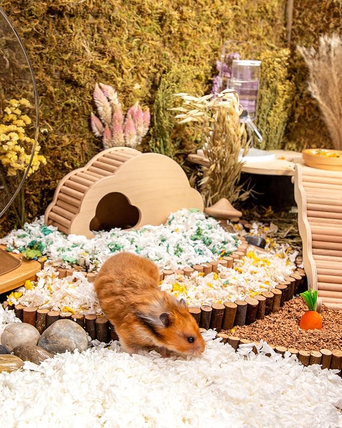 Niteangel Aspen Shaving Hamster Beddings for Syrian Dwarf Hamster Gerbil Mice Degu Rat Rabbit Bunny Guinea Pig Chinchilla Hedgehog or Other Small Pets (36L - White Paper Bedding)
